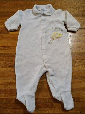Carter's vintage baby peekaboo animals-footed sleeper Terry cloth full snap duck